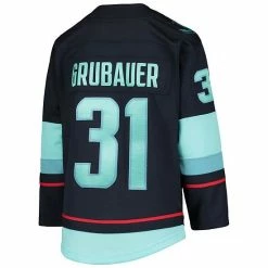 Outerstuff Youth Philipp Grubauer Deep Sea Blue Seattle Kraken Home Premier Player Jersey -Outerstuff shop unnamed file 4009