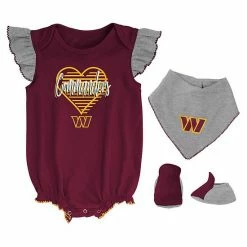 Outerstuff Girls Newborn & Infant Burgundy/Heathered Gray Washington Commanders All The Love Bodysuit Bib & Booties Set