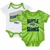 Outerstuff Newborn & Infant Neon Green/White Seattle Seahawks Monterey Tie-Dye 2-Pack Bodysuit Set