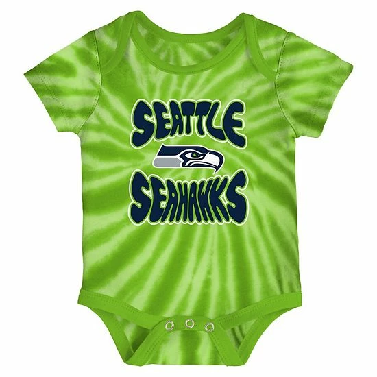 Outerstuff Newborn & Infant Neon Green/White Seattle Seahawks Monterey Tie-Dye 2-Pack Bodysuit Set 5 Outerstuff Newborn & Infant Neon Green/White Seattle Seahawks Monterey Tie-Dye 2-Pack Bodysuit Set - Image 3