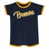 Outerstuff Newborn & Infant Navy Milwaukee Brewers Stripe Power Hitter Romper