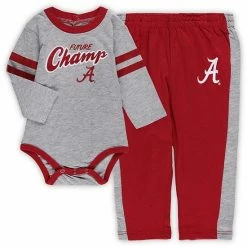 Outerstuff Infant Crimson/Gray Alabama Crimson Tide Little Kicker Long Sleeve Bodysuit And Sweatpants Set