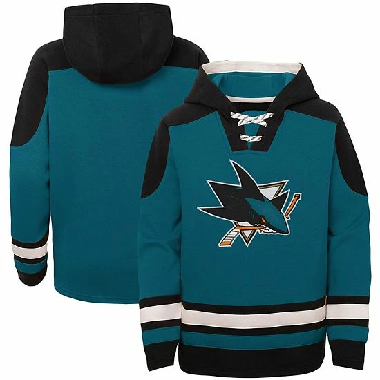 Outerstuff Youth Teal San Jose Sharks Ageless Must-Have Lace-Up Pullover Hoodie 4 Outerstuff Youth Teal San Jose Sharks Ageless Must-Have Lace-Up Pullover Hoodie - Image 2