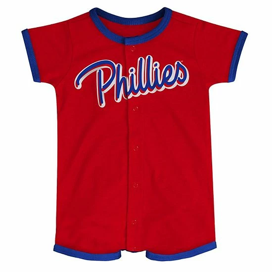 Outerstuff Newborn & Infant Red Philadelphia Phillies Stripe Power Hitter Romper 3 Outerstuff Newborn & Infant Red Philadelphia Phillies Stripe Power Hitter Romper