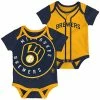 Outerstuff Infant Navy/Gold Milwaukee Brewers Double 2-Pack Bodysuit Set