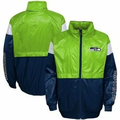 Outerstuff Youth Neon Green/College Navy Seattle Seahawks Goal Line Stance Full-Zip Hoodie Windbreaker -Outerstuff shop unnamed file 4175