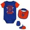 Outerstuff Newborn & Infant Royal New York Mets Little Champ Three-Pack Bodysuit Bib & Booties Set