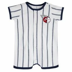 Outerstuff Newborn White/Navy Cleveland Guardians Power Hitter Short Sleeve Jumper