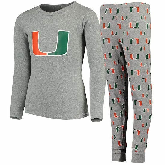 Outerstuff Youth Heathered Gray Miami Hurricanes Long Sleeve T-Shirt & Pant Sleep Set 4 Outerstuff Youth Heathered Gray Miami Hurricanes Long Sleeve T-Shirt & Pant Sleep Set - Image 2