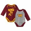 Outerstuff Newborn & Infant Burgundy/Heathered Gray Washington Commanders Born To Win Two-Pack Long Sleeve Bodysuit Set