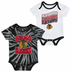 Outerstuff Newborn Black/White Chicago Blackhawks Monterey Tie-Dye Two-Pack Bodysuit Set