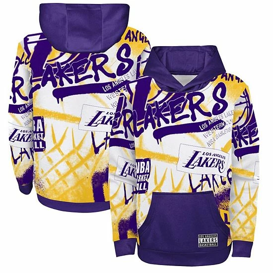 Outerstuff Youth Purple Los Angeles Lakers Spray Ball Pullover Hoodie 4 Outerstuff Youth Purple Los Angeles Lakers Spray Ball Pullover Hoodie - Image 2