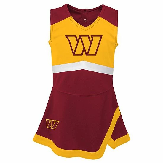 Outerstuff Girls Toddler Burgundy/Gold Washington Commanders Cheer Captain Jumper Dress 4 Outerstuff Girls Toddler Burgundy/Gold Washington Commanders Cheer Captain Jumper Dress - Image 2