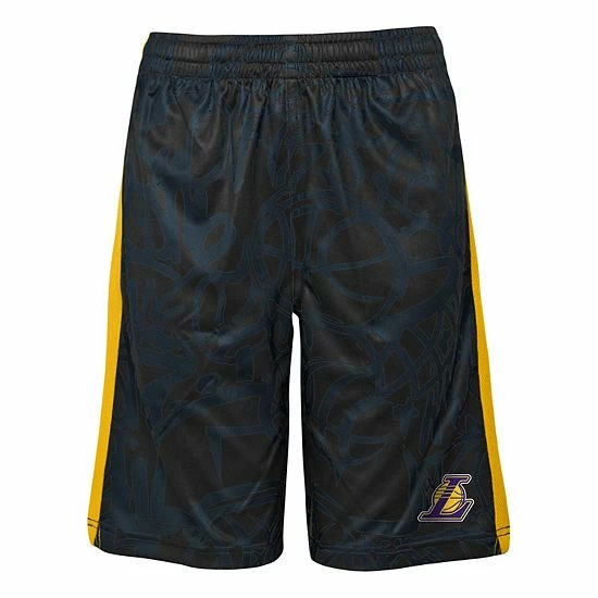 Outerstuff Youth Black Los Angeles Lakers Scribble Dribble Baller Shorts 5 Outerstuff Youth Black Los Angeles Lakers Scribble Dribble Baller Shorts - Image 3