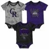 Outerstuff Newborn & Infant Colorado Rockies Black/Gray/Heathered Gray Game Time Three-Piece Bodysuit Set
