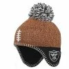 Outerstuff Preschool Brown/Black Las Vegas Raiders Football Head Knit Hat With Pom -Outerstuff shop unnamed file 4292