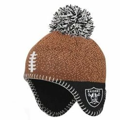 Outerstuff Preschool Brown/Black Las Vegas Raiders Football Head Knit Hat With Pom