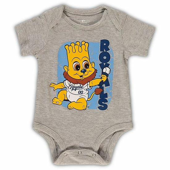 Outerstuff Infant Royal/Light Blue/Heathered Gray Kansas City Royals 3-Pack Change Up Bodysuit Set 7 Outerstuff Infant Royal/Light Blue/Heathered Gray Kansas City Royals 3-Pack Change Up Bodysuit Set - Image 5
