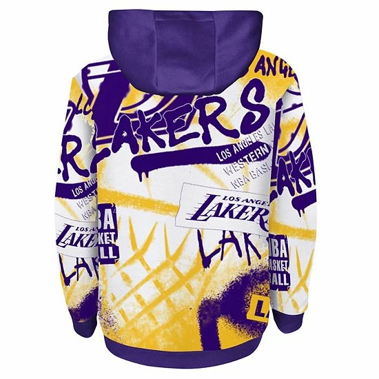 Outerstuff Youth Purple Los Angeles Lakers Spray Ball Pullover Hoodie 6 Outerstuff Youth Purple Los Angeles Lakers Spray Ball Pullover Hoodie - Image 4