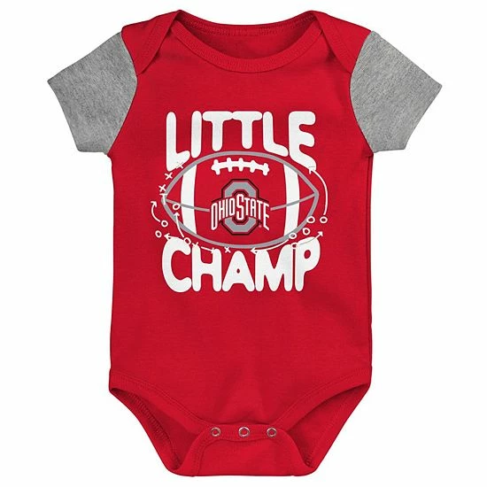 Outerstuff Newborn & Infant Scarlet/Heather Gray Ohio State Buckeyes Little Champ Bodysuit Bib & Booties Set 5 Outerstuff Newborn & Infant Scarlet/Heather Gray Ohio State Buckeyes Little Champ Bodysuit Bib & Booties Set - Image 3