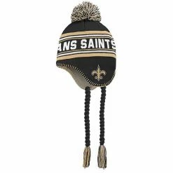 Outerstuff Preschool Black/Gold New Orleans Saints Jacquard Tassel Knit Hat With Pom