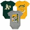 Outerstuff Newborn & Infant Green/Gold/Gray Oakland Athletics Change Up 3-Pack Bodysuit Set -Outerstuff shop unnamed file 4410