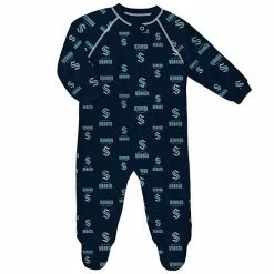 Outerstuff Infant Deep Sea Blue Seattle Kraken Team Raglan Full-Zip Sleeper