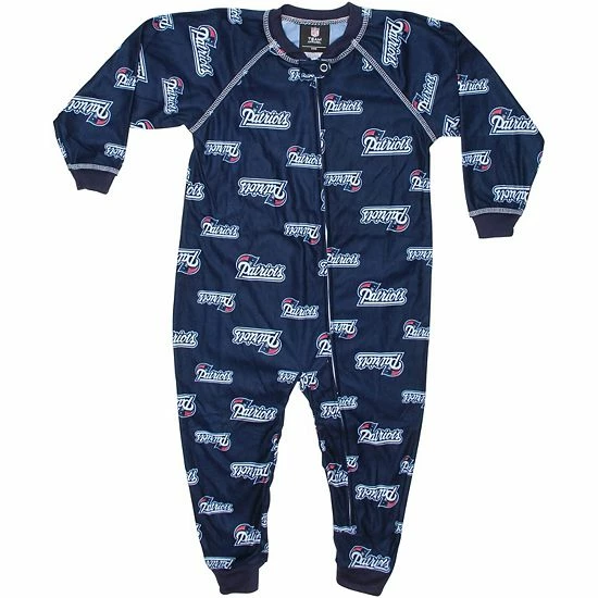 Outerstuff New England Patriots Toddler Piped Raglan Full Zip Coverall - Navy Blue 3 Outerstuff New England Patriots Toddler Piped Raglan Full Zip Coverall - Navy Blue