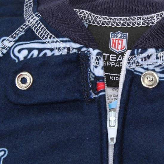 Outerstuff New England Patriots Toddler Piped Raglan Full Zip Coverall - Navy Blue 5 Outerstuff New England Patriots Toddler Piped Raglan Full Zip Coverall - Navy Blue - Image 3