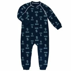 Outerstuff Toddler Navy Seattle Kraken Team Print Raglan Full-Zip Jumper Pajamas