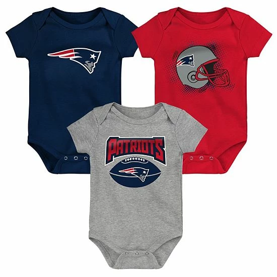 Outerstuff Infant Navy/Red/Heathered Gray New England Patriots 3-Pack Game On Bodysuit Set 4 Outerstuff Infant Navy/Red/Heathered Gray New England Patriots 3-Pack Game On Bodysuit Set - Image 2