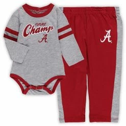 Outerstuff Newborn & Infant Heathered Gray/Crimson Alabama Crimson Tide Little Kicker Long Sleeve Bodysuit & Sweatpants Set -Outerstuff shop unnamed file 4534