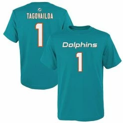 Outerstuff Youth Tua Tagovailoa Aqua Miami Dolphins Mainliner Player Name & Number T-Shirt
