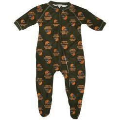Outerstuff Infant Brown Cleveland Browns Raglan Full-Zip Sleeper