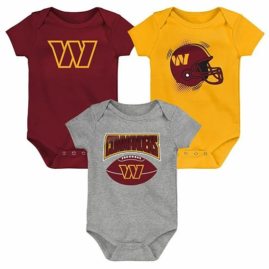Outerstuff Infant Burgundy/Gold/Heathered Gray Washington Commanders 3-Pack Game On Bodysuit Set 4 Outerstuff Infant Burgundy/Gold/Heathered Gray Washington Commanders 3-Pack Game On Bodysuit Set - Image 2