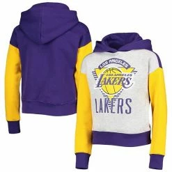 Alternative view of Outerstuff Girls Youth Gray Los Angeles Lakers Let's Get Loud Colorblock Pullover Hoodie