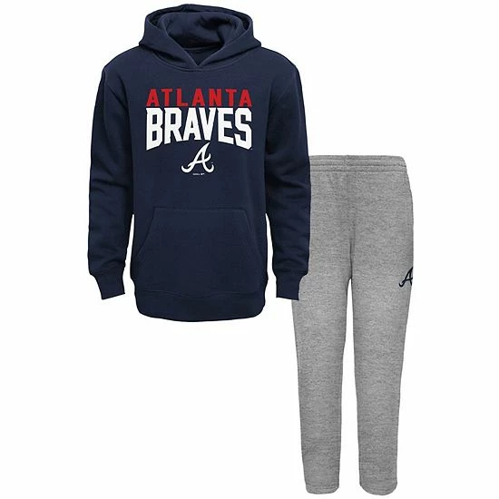 Outerstuff Infant Navy/Heathered Gray Atlanta Braves Fan Flare Fleece Hoodie And Pants Set 4 Outerstuff Infant Navy/Heathered Gray Atlanta Braves Fan Flare Fleece Hoodie And Pants Set - Image 2