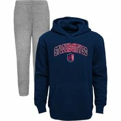 Outerstuff Youth Navy/Heather Gray St. Louis City SC Double Up Pullover Hoodie & Pants Set