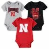 Outerstuff Infant Scarlet/Black/Heathered Gray Nebraska Huskers 3-Pack Game On Bodysuit Set -Outerstuff shop unnamed file 4657