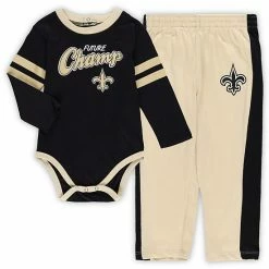 Outerstuff Infant Black/Gold New Orleans Saints Little Kicker Long Sleeve Bodysuit & Pants Set -Outerstuff shop unnamed file 4663