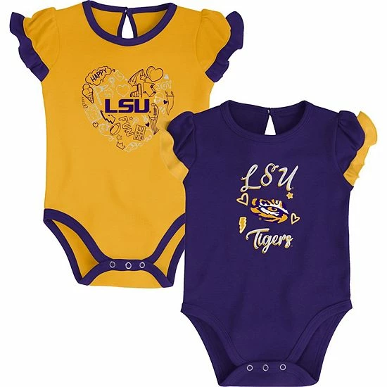Outerstuff Girls Newborn & Infant Purple/Gold LSU Tigers Too Much Love Two-Piece Bodysuit Set 3 Outerstuff Girls Newborn & Infant Purple/Gold LSU Tigers Too Much Love Two-Piece Bodysuit Set