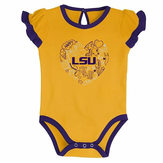 Outerstuff Girls Newborn & Infant Purple/Gold LSU Tigers Too Much Love Two-Piece Bodysuit Set 6 Outerstuff Girls Newborn & Infant Purple/Gold LSU Tigers Too Much Love Two-Piece Bodysuit Set - Image 4
