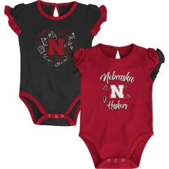 Outerstuff Girls Newborn & Infant Scarlet/Black Nebraska Huskers Too Much Love Two-Piece Bodysuit Set