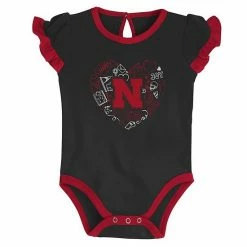 Outerstuff Girls Newborn & Infant Scarlet/Black Nebraska Huskers Too Much Love Two-Piece Bodysuit Set -Outerstuff shop unnamed file 4720