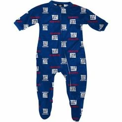 Outerstuff New York Giants Infant Piped Raglan Full Zip Coverall - Royal Blue