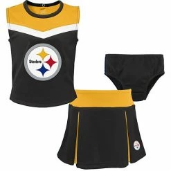Outerstuff Girls Toddler Black/Gold Pittsburgh Steelers Two-Piece Spirit Cheerleader Set With Bloomers