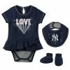 Outerstuff Girls Newborn & Infant Navy New York Yankees Play Your Best Bodysuit, Bib & Booties Set