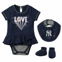 Outerstuff Girls Newborn & Infant Navy New York Yankees Play Your Best Bodysuit, Bib & Booties Set