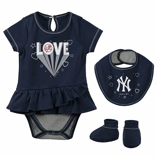 Outerstuff Girls Newborn & Infant Navy New York Yankees Play Your Best Bodysuit, Bib & Booties Set 4 Outerstuff Girls Newborn & Infant Navy New York Yankees Play Your Best Bodysuit, Bib & Booties Set - Image 2