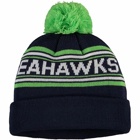 Outerstuff Toddler College Navy Seattle Seahawks Jacquard Cuffed Knit Hat With Pom 5 Outerstuff Toddler College Navy Seattle Seahawks Jacquard Cuffed Knit Hat With Pom - Image 3